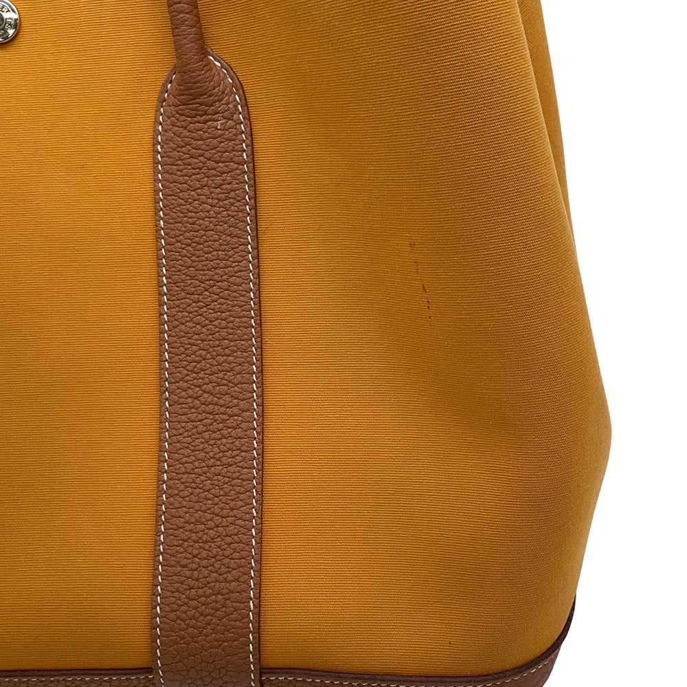 HERMES Garden Party Saffron/Gold Toile Officier Negonda Leather Size PM