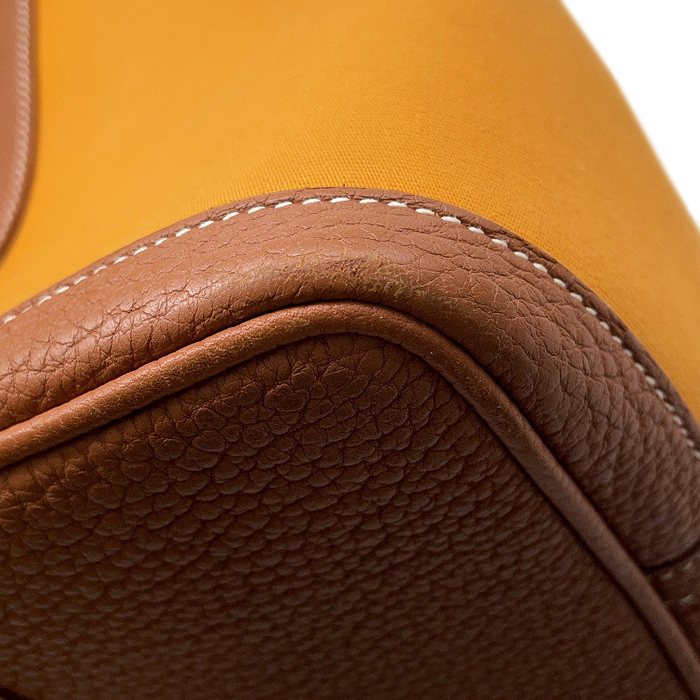 HERMES Garden Party Saffron/Gold Toile Officier Negonda Leather Size PM