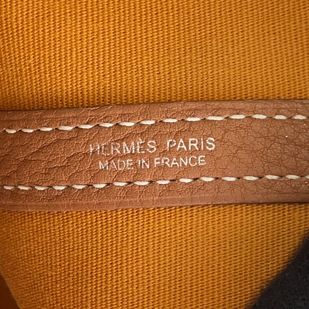 HERMES Garden Party Saffron/Gold Toile Officier Negonda Leather Size PM