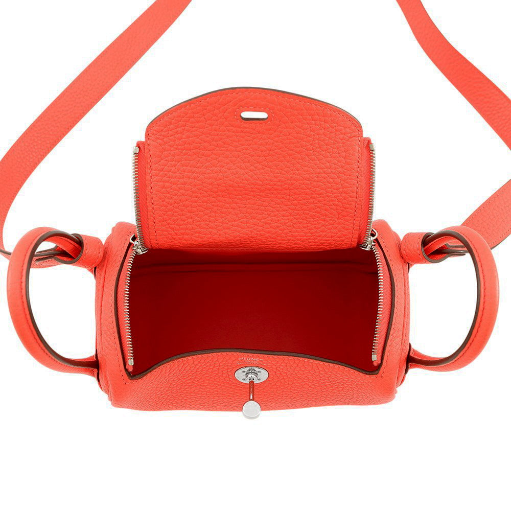 HERMES Lindy Rose texas Taurillon Clemence Size Mini