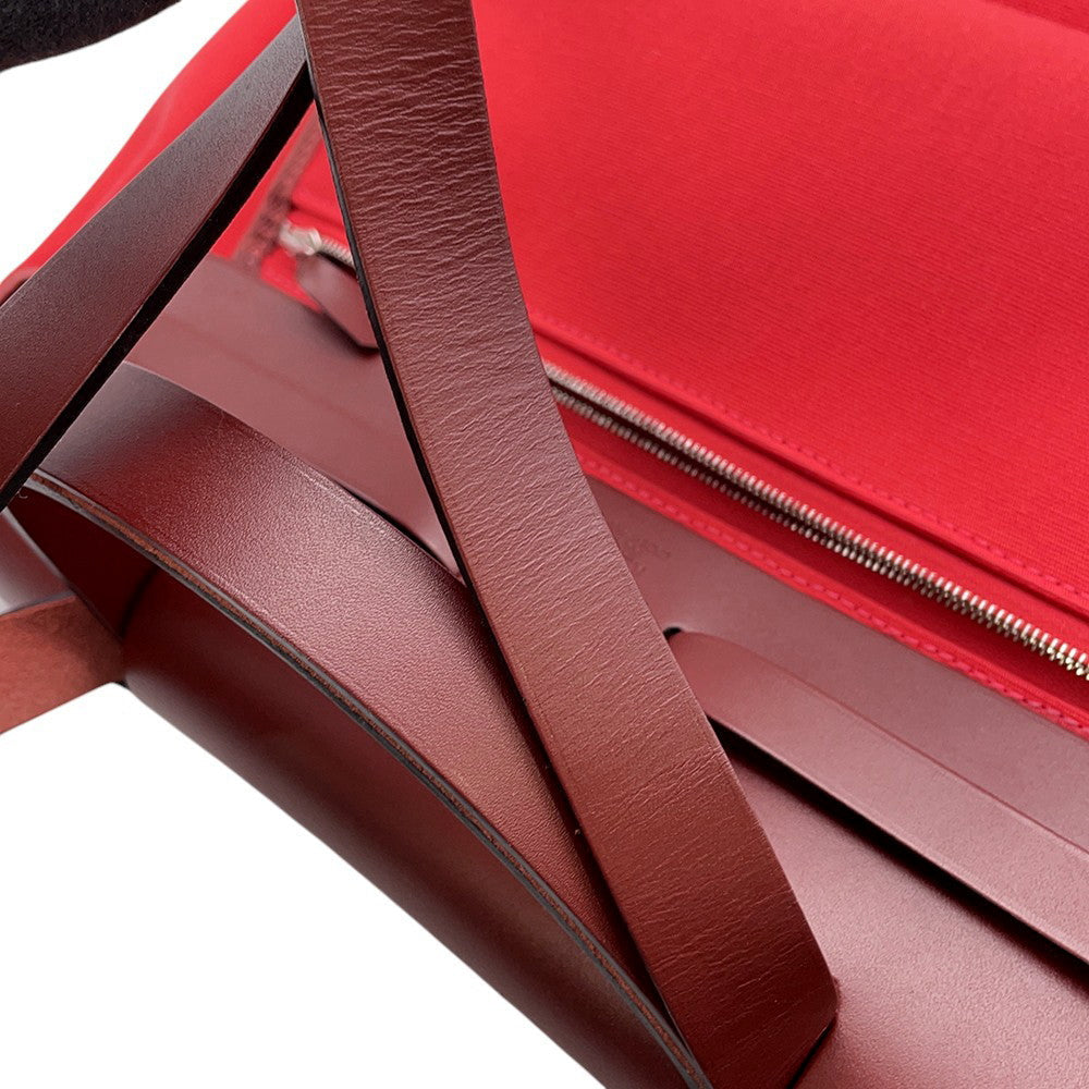 HERMES Herbag zip RougeSellier Toile Officier Box Calf Leather Size PM