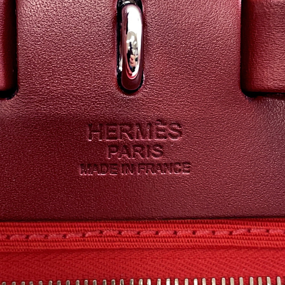 HERMES Herbag zip RougeSellier Toile Officier Box Calf Leather Size PM
