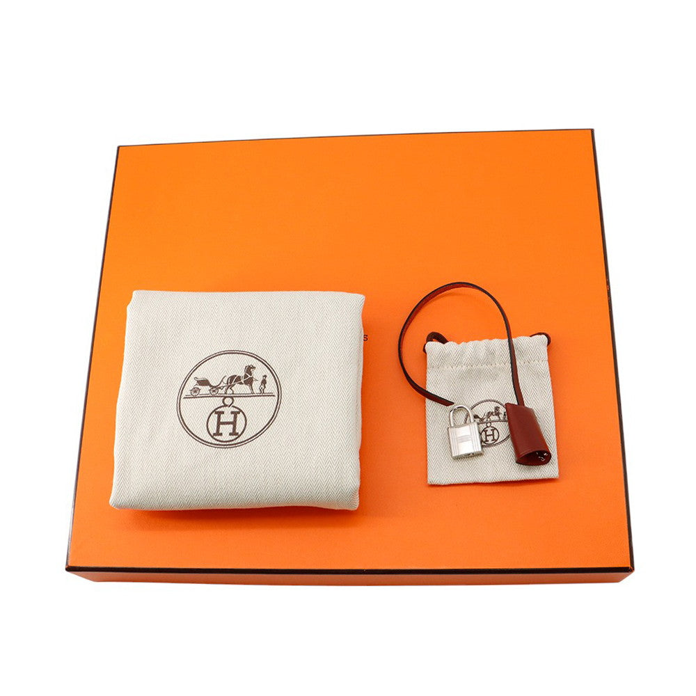 HERMES Herbag zip RougeSellier Toile Officier Box Calf Leather Size PM