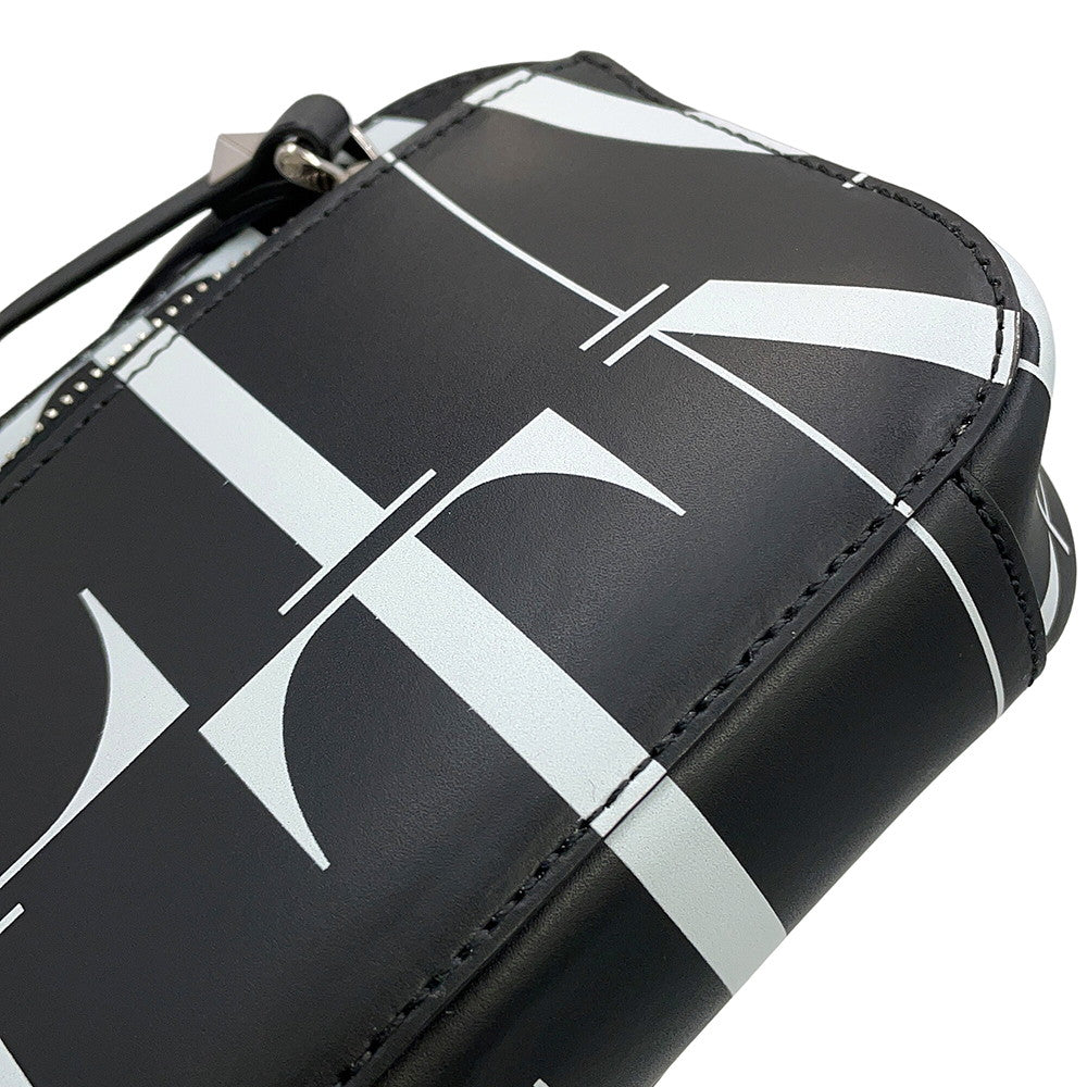 Valentino Garavani Full logo Shoulder Bag Black/White Leather