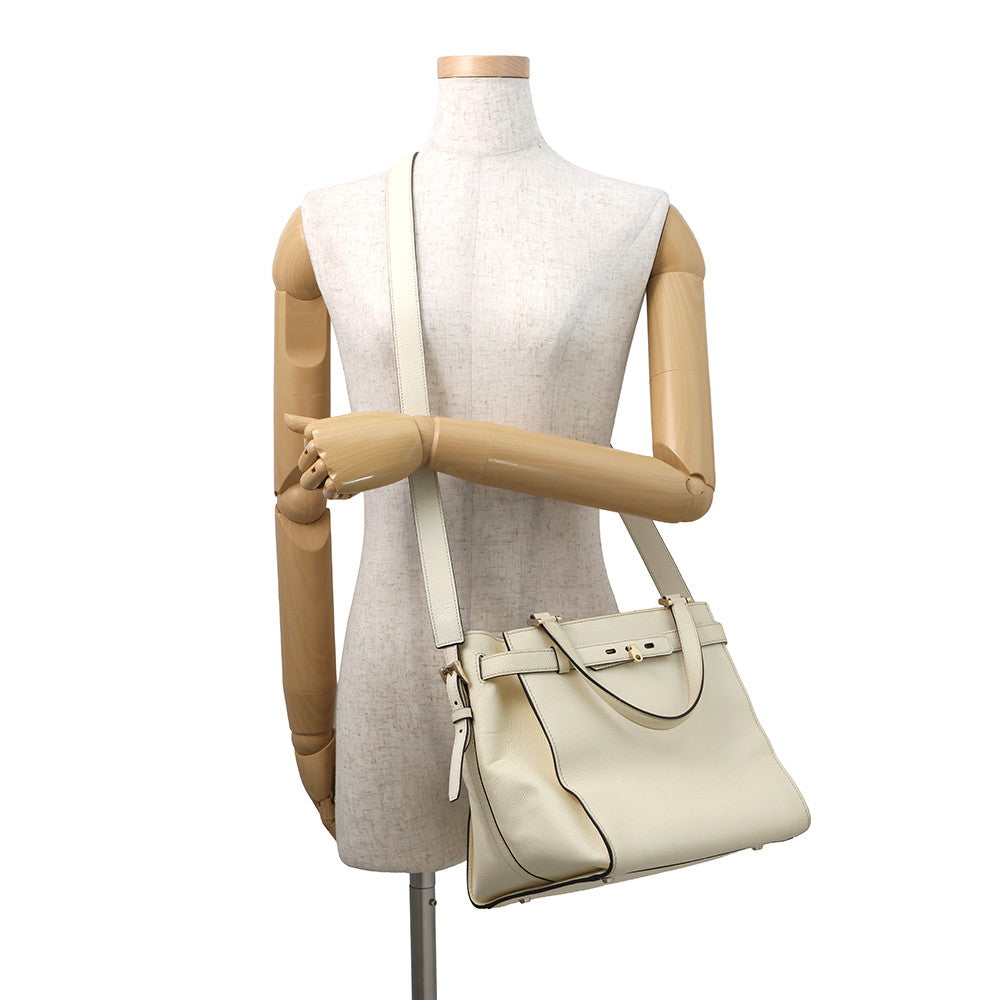 Valextra Valextra B Cube Shoulder Bag Ivory Leather