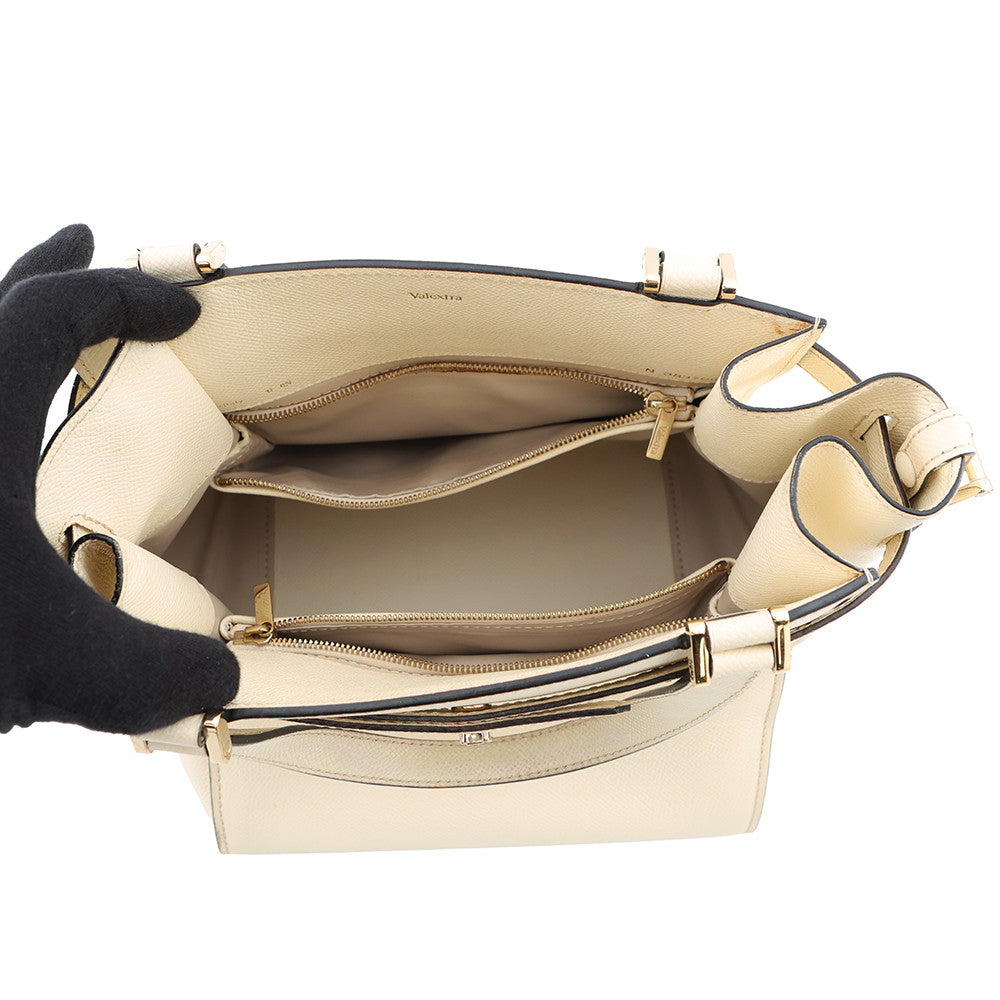 Valextra Valextra B Cube Shoulder Bag Ivory Leather