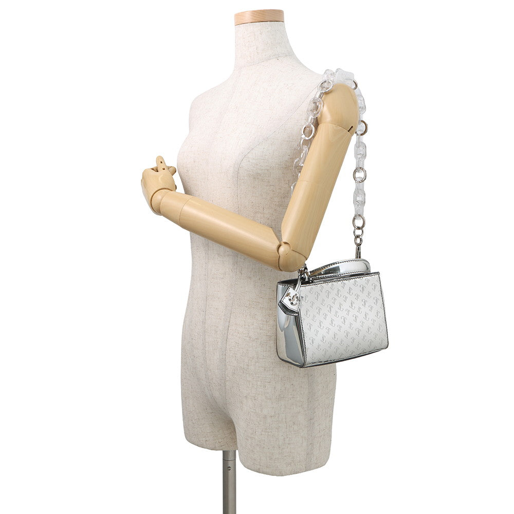 JIMMY CHOO Varenne 2-way tote Silver Patent Leather Size Mini