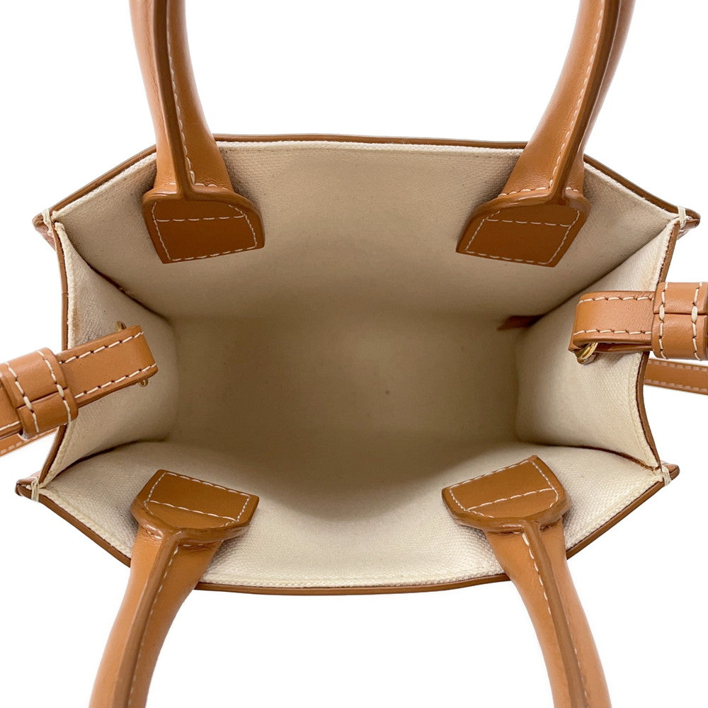 CELINE Vertical Cabas 2-way Tote Natural/Tan193302 Canvas Leather Size Mini