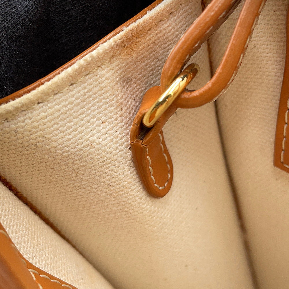 CELINE Vertical Cabas 2-way Tote Natural/Tan193302 Canvas Leather Size Mini