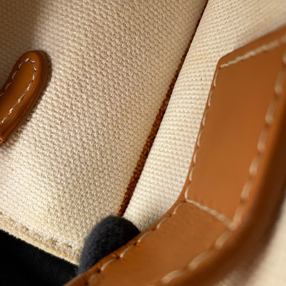 CELINE Vertical Cabas 2-way Tote Natural/Tan193302 Canvas Leather Size Mini