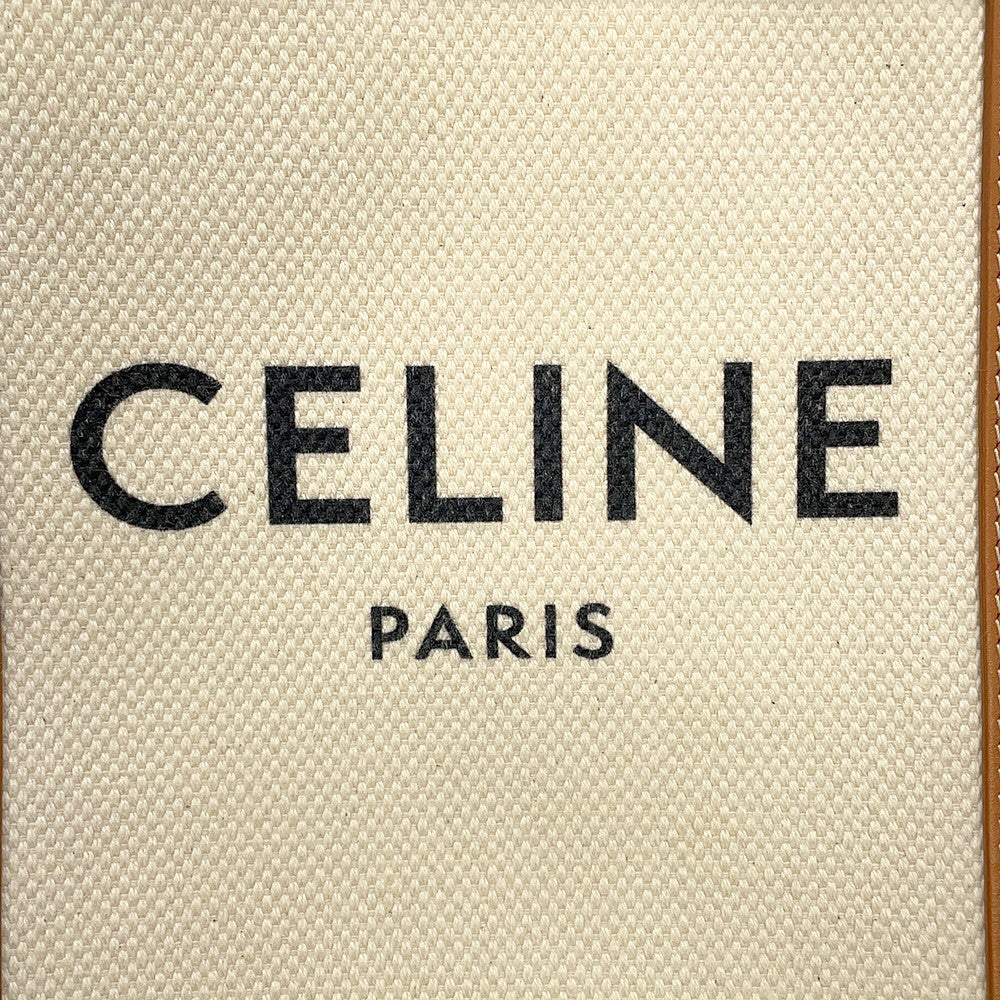 CELINE Vertical Cabas 2-way Tote Natural/Tan193302 Canvas Leather Size Mini