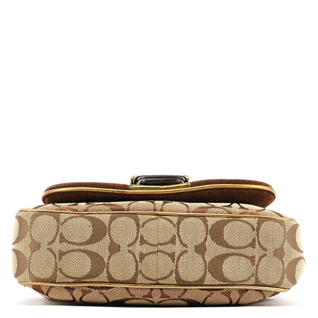 1495 Beige Brown Signature Legacy Shoulder Bag