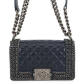 CHANEL Boy Chanel ChainShoulder Bag NavyA67085 Lambskin Size 20