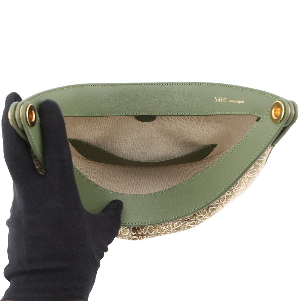 LOEWE Anagram Luna Bag Jacquard Shoulder Bag AvocadoGreenA923PL9X01 Canvas Leather