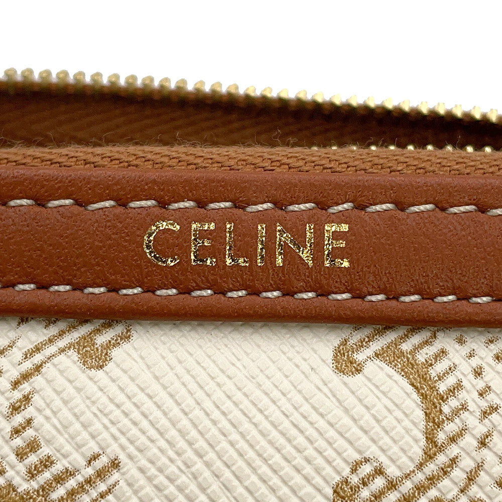 CELINE Triomphe ChainShoulder Bag White/Tan10E382CBX.01TA PVC Leather
