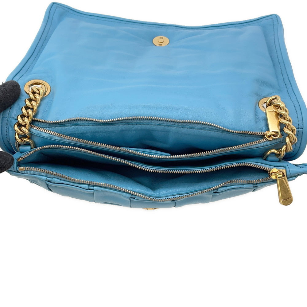 Ferragamo VIVA BOW Vara Ribbon Chainshoulder Bag Light Blue21I446 Leather
