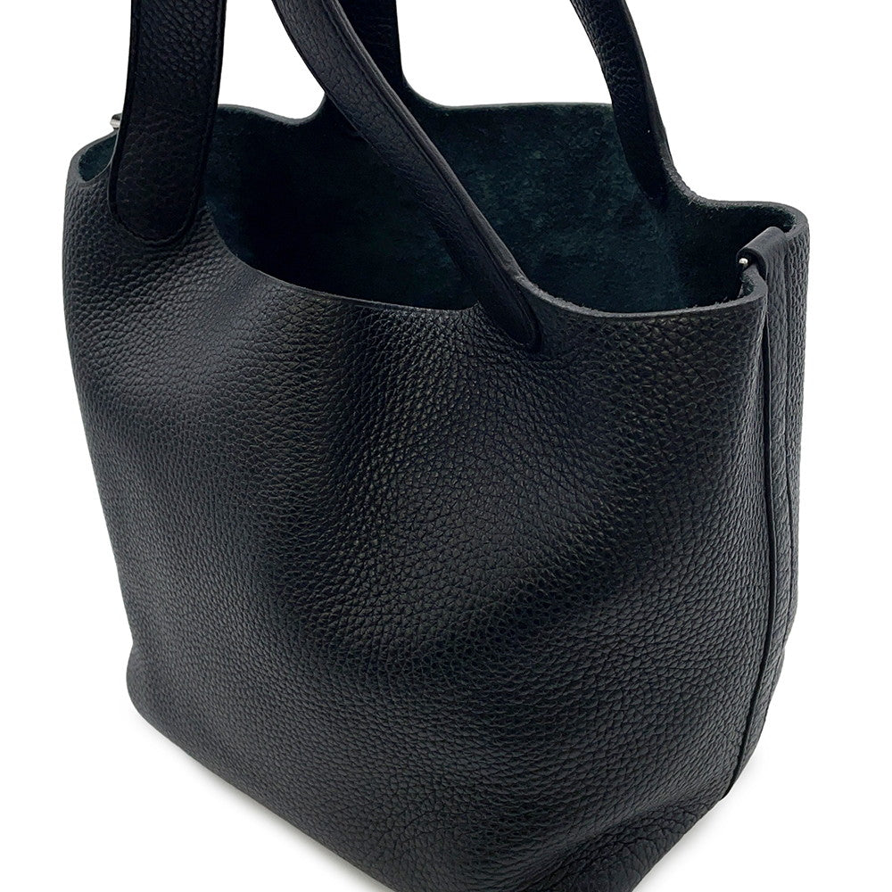 HERMES Picotin Lock Black Taurillon Clemence Size MM