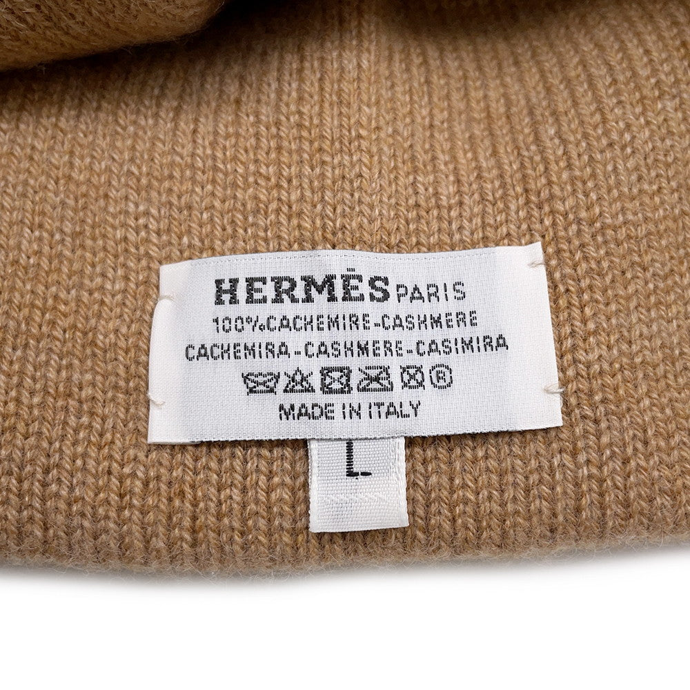 HERMES Knit cap "Hugo" Size L Vert Cashmere100%