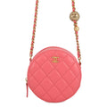 CHANEL Round Cocoball ChainShoulder Bag Pink Lambskin