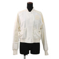 HERMES Cliquetis Bomber Jacket Size 38 Ivory Cotton100% Leather Nylon