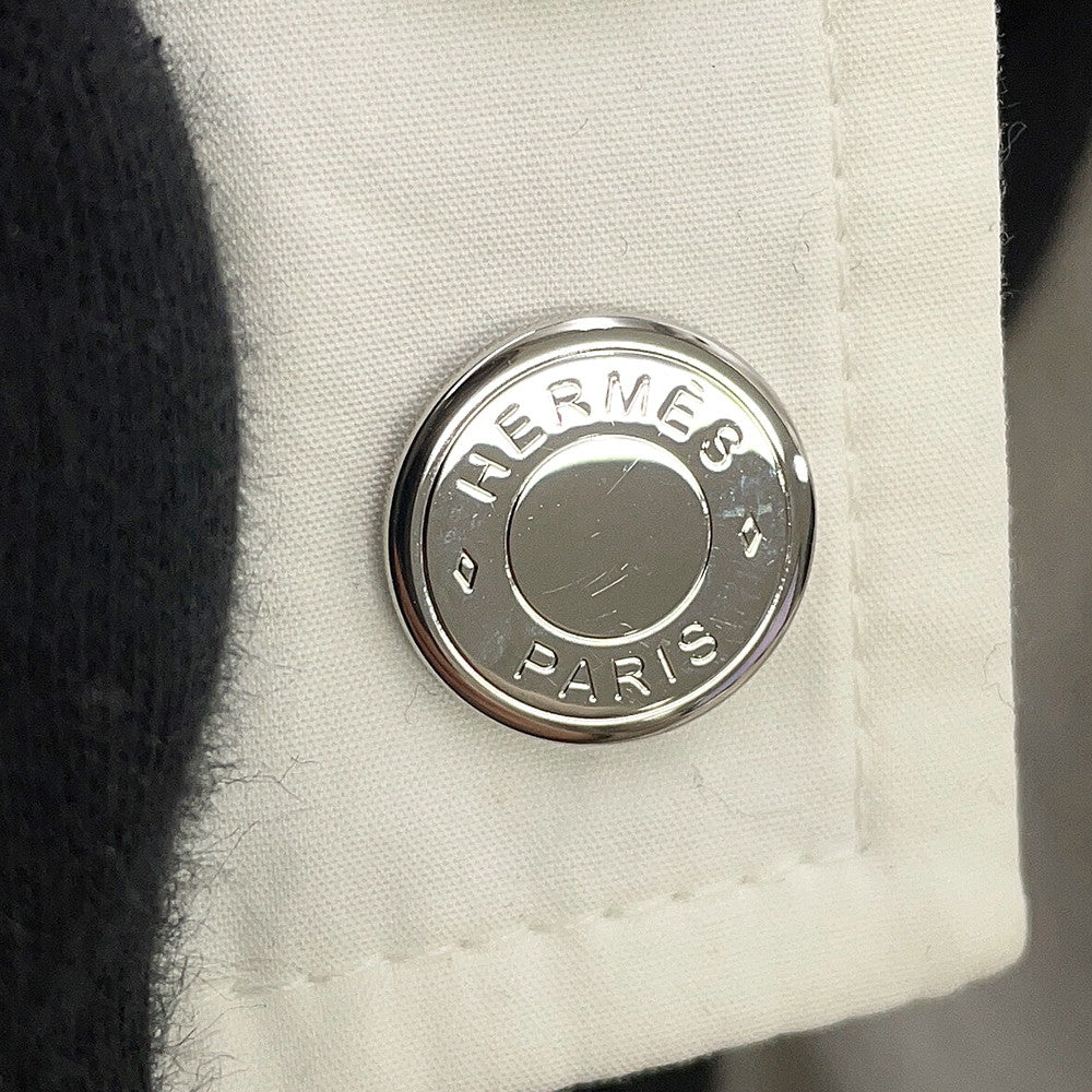 HERMES Cliquetis Bomber Jacket Size 38 Ivory Cotton100% Leather Nylon