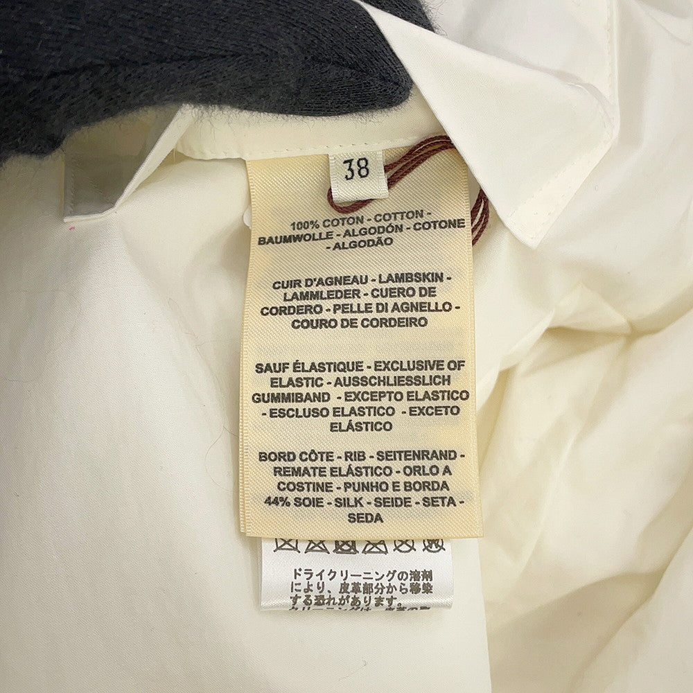 HERMES Cliquetis Bomber Jacket Size 38 Ivory Cotton100% Leather Nylon