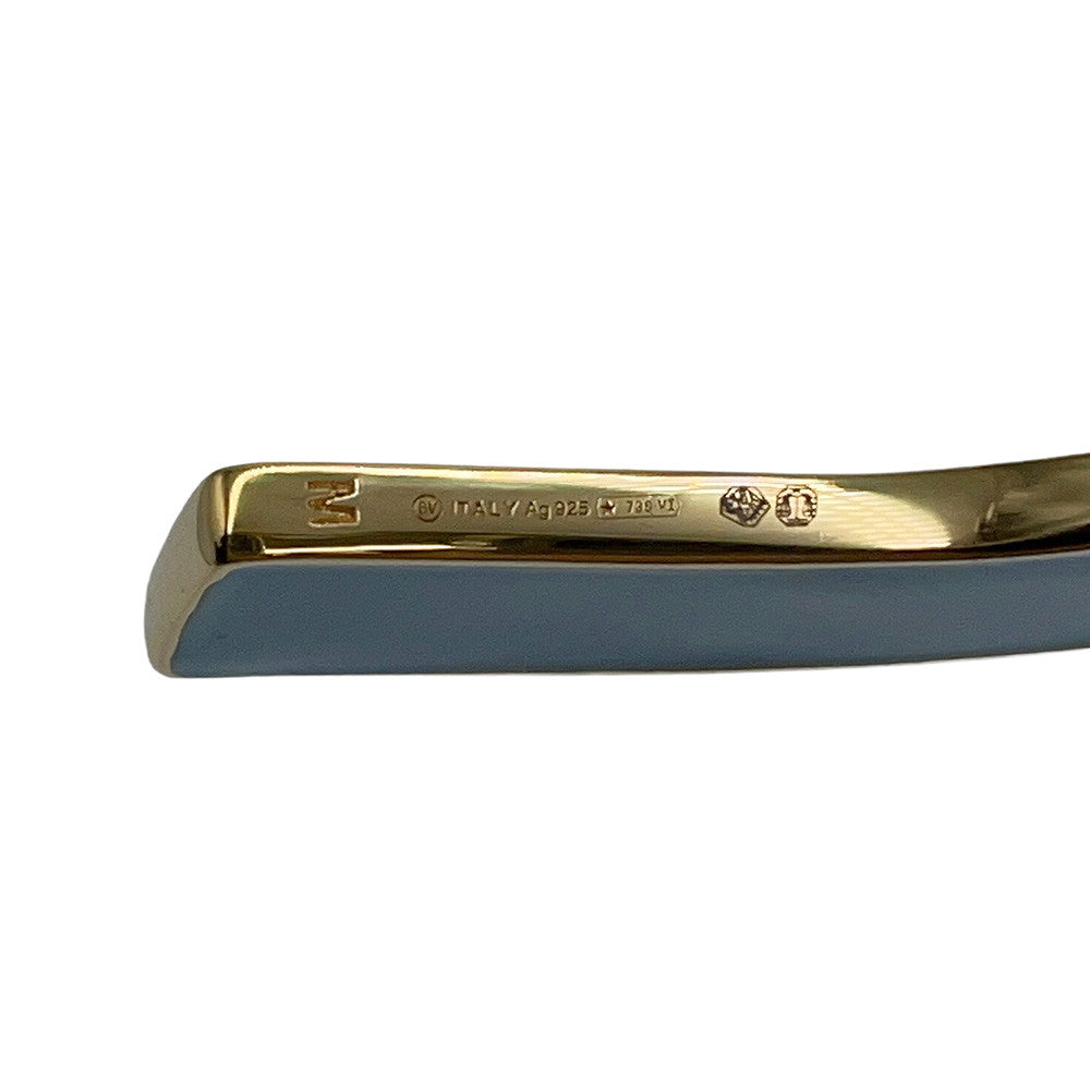 Bottega Veneta Curved Cuff Bracelet Size M Light Blue/Parakeet741013 Ag925 Enamel