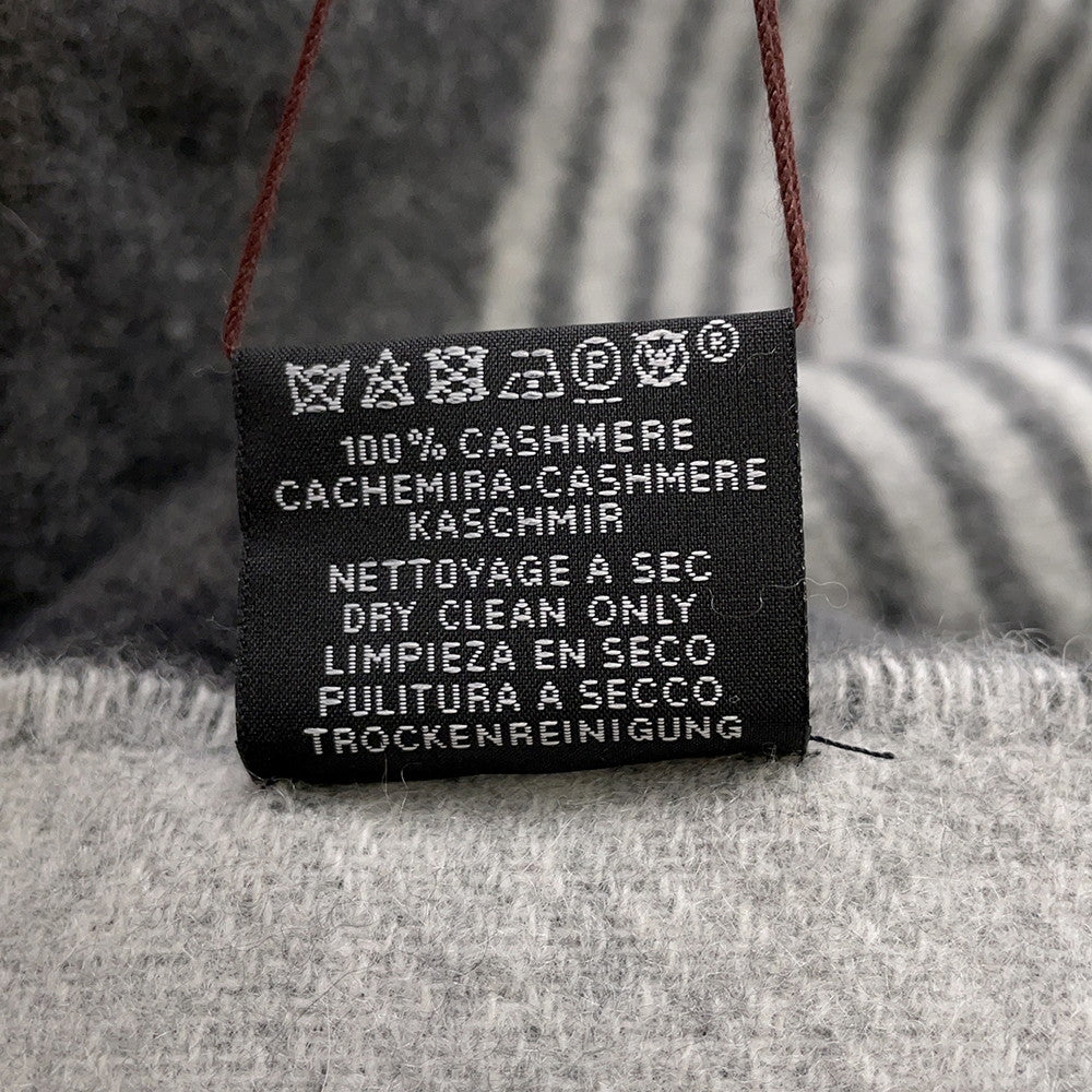 HERMES Scarf《Sangle a Boucle》 Antogracito/Gris Clair Cashmere100%