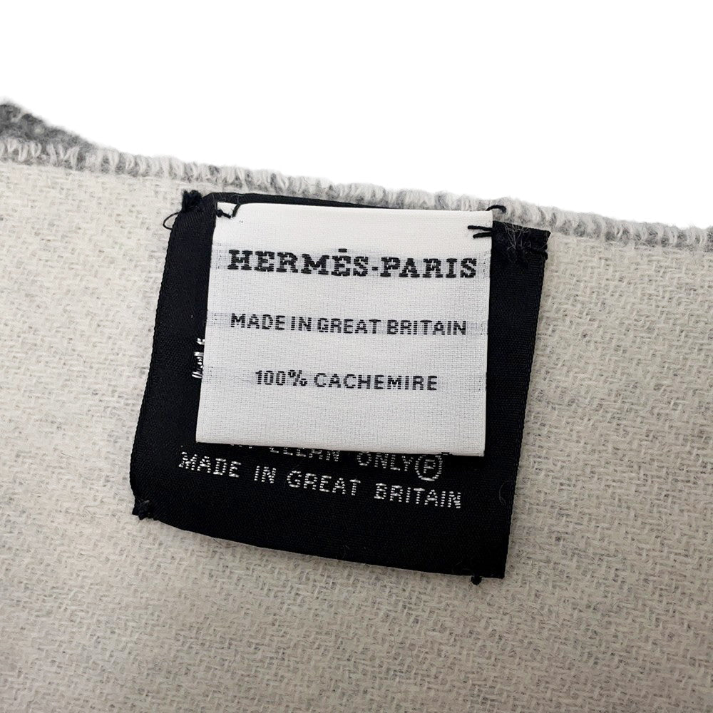 HERMES Double face scarf Gris Flannel / Ivory Coast Cashmere 100%