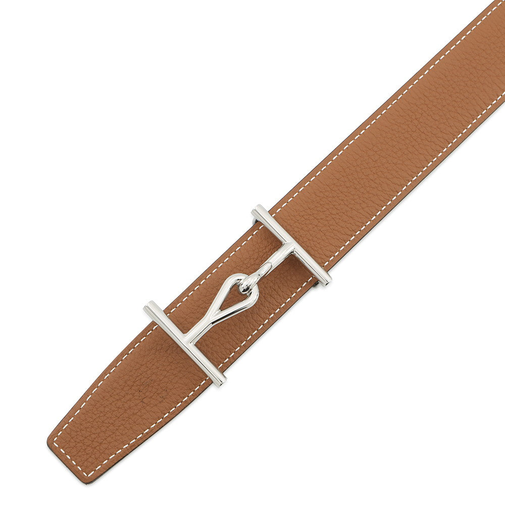 HERMES Jumbo Belt Reversible Belt Size 80 Black/Gold Box Calf Leather Togo Leather