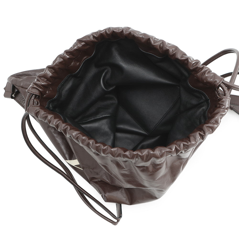 Valentino Garavani VLTN Logo Backpack Brown Leather