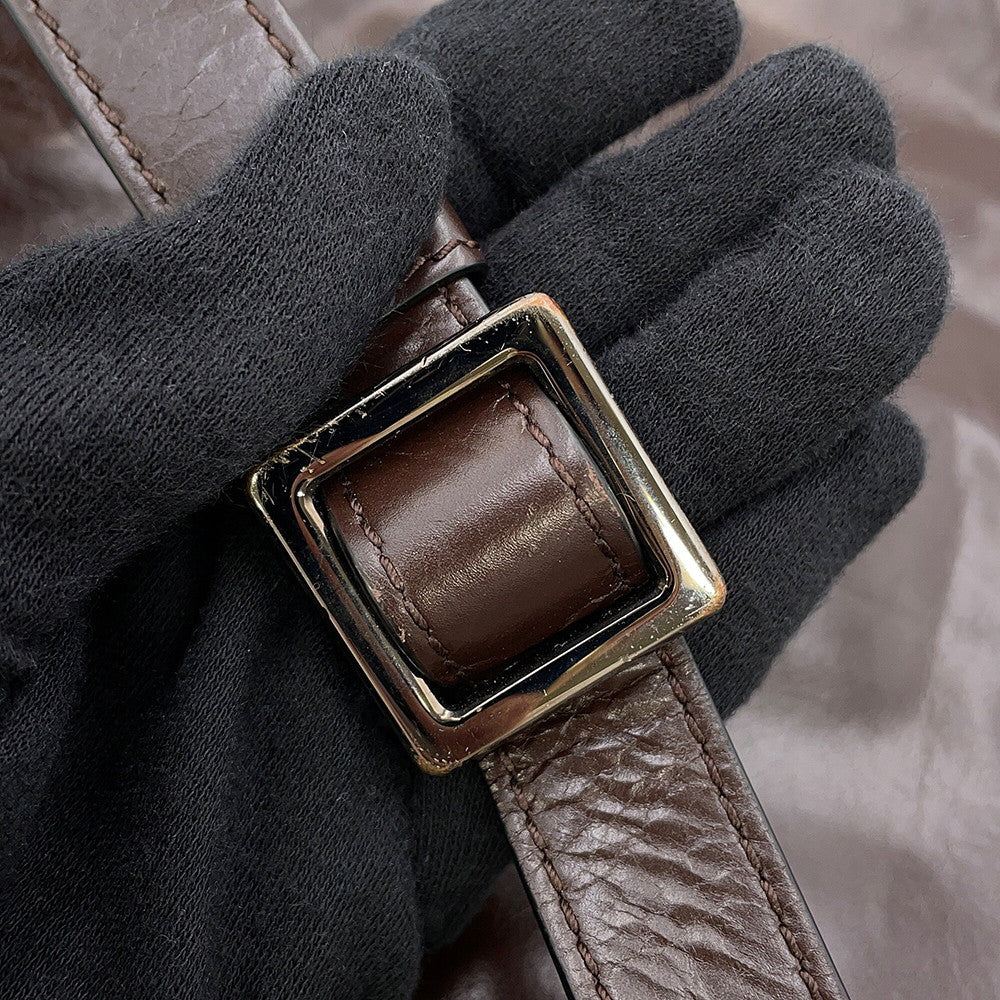 Valentino Garavani VLTN Logo Backpack Brown Leather