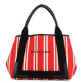 BALENCIAGA Navy Kabas Red339933 Canvas Leather Size Small