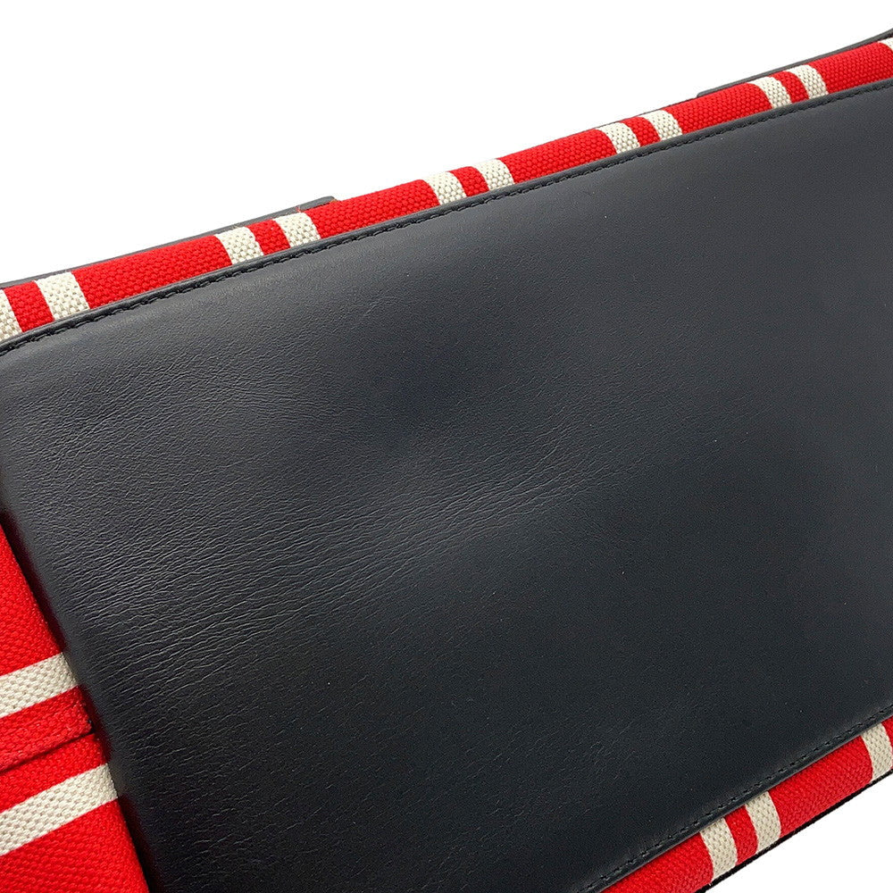 BALENCIAGA Navy Kabas Red339933 Canvas Leather Size Small
