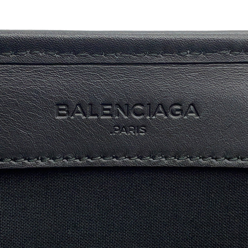 BALENCIAGA Navy Kabas Red339933 Canvas Leather Size Small