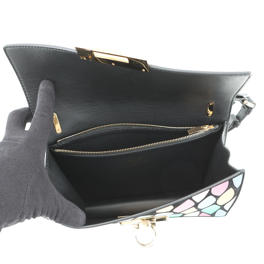 Ferragamo Gancini 2WAY Shoulder Bag Black/Multicolor21G008 Leather