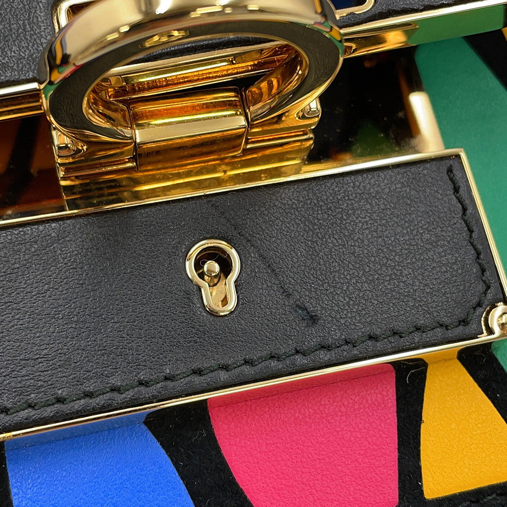 Ferragamo Gancini 2WAY Shoulder Bag Black/Multicolor21G008 Leather