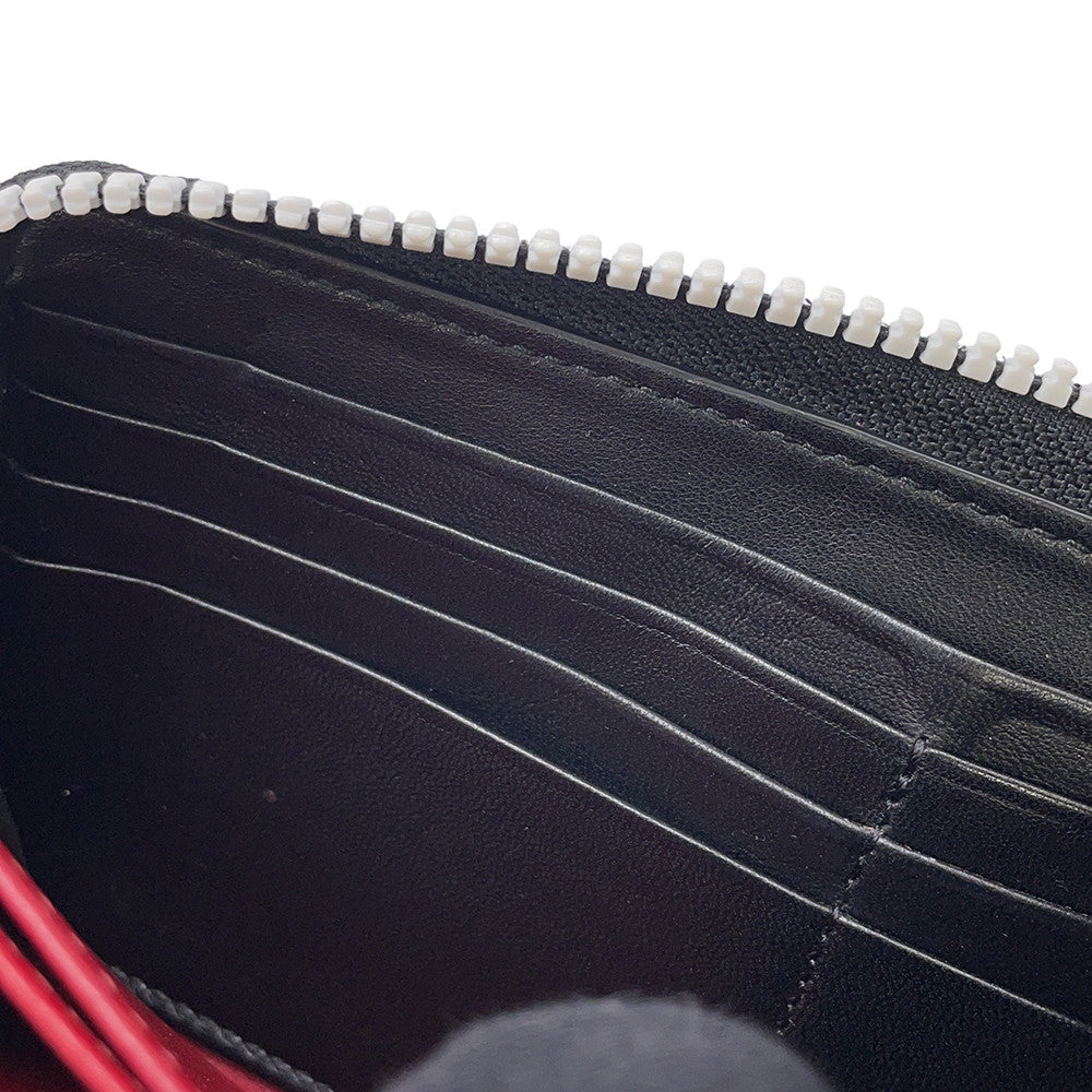 Valentino Garavani Lock Studded Round Zip Long Wallet Black Leather