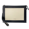 Valentino Garavani V-Sling Clutch Bag Ivory/Black Leather