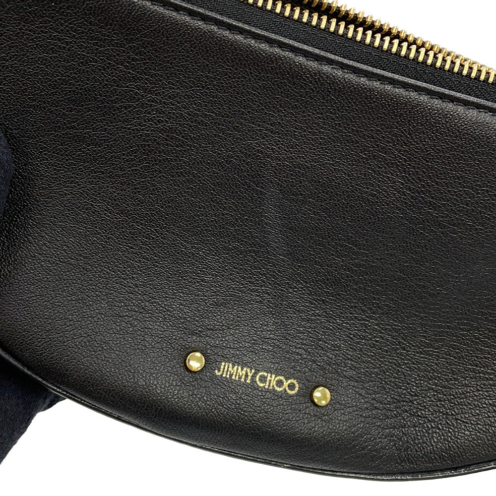 JIMMY CHOO Logo ChainShoulder Bag Black Leather