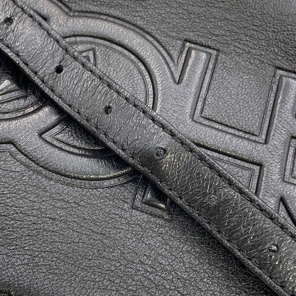 JIMMY CHOO Logo ChainShoulder Bag Black Leather