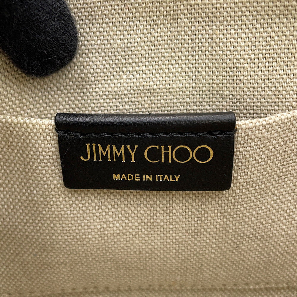 JIMMY CHOO Logo ChainShoulder Bag Black Leather