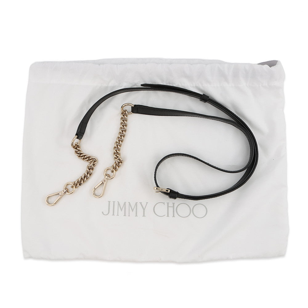 JIMMY CHOO Logo ChainShoulder Bag Black Leather