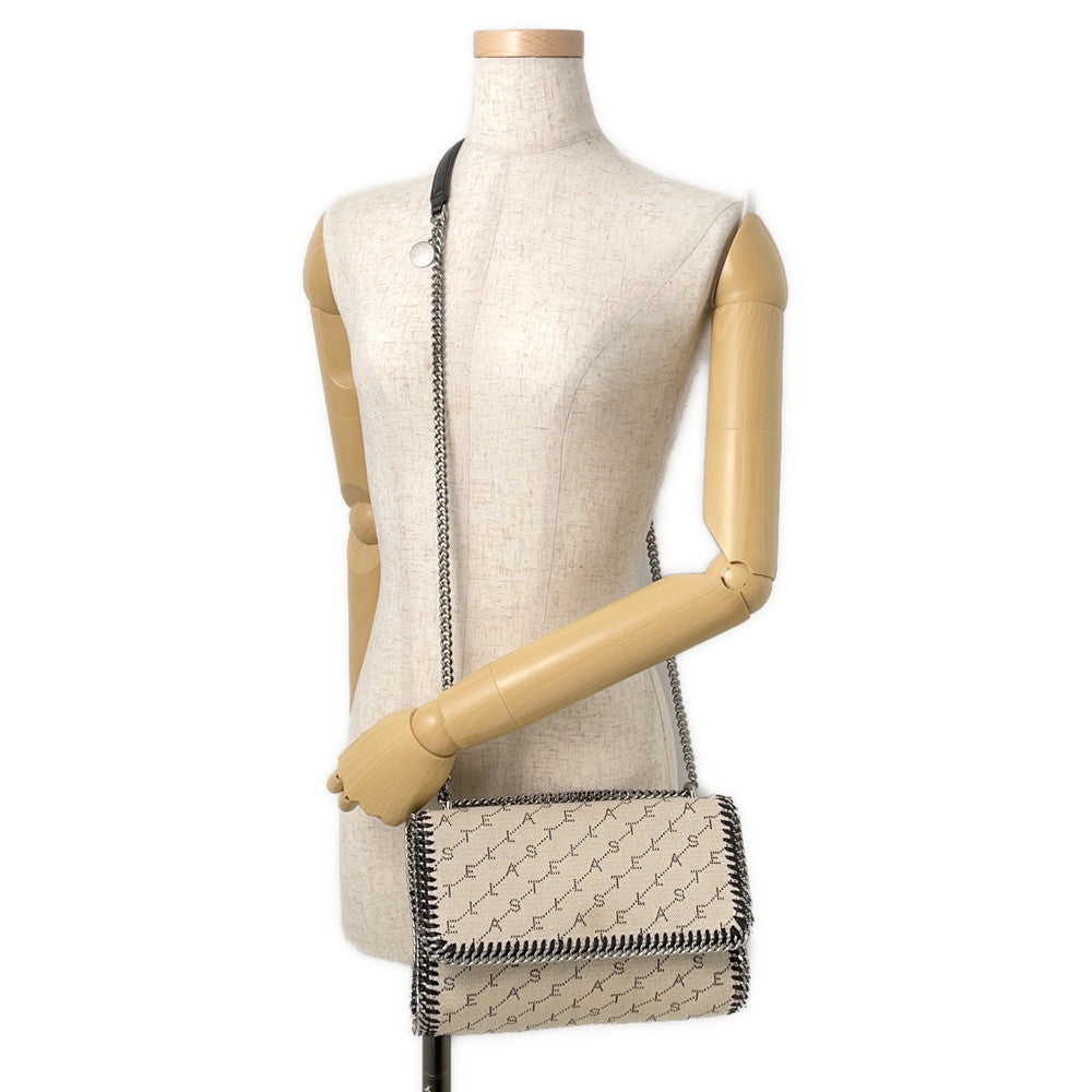 Stella McCartney Falabella Logo ChainShoulder Bag Beige455128 Canvas