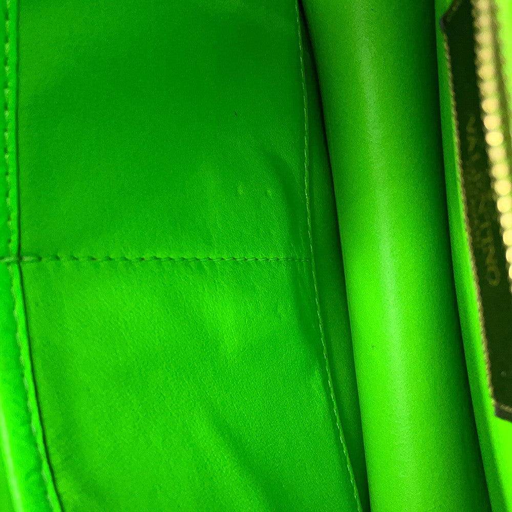 Valentino Garavani Glam Rock Camouflage Chainshoulder Bag Neon Green/Khaki Canvas Leather