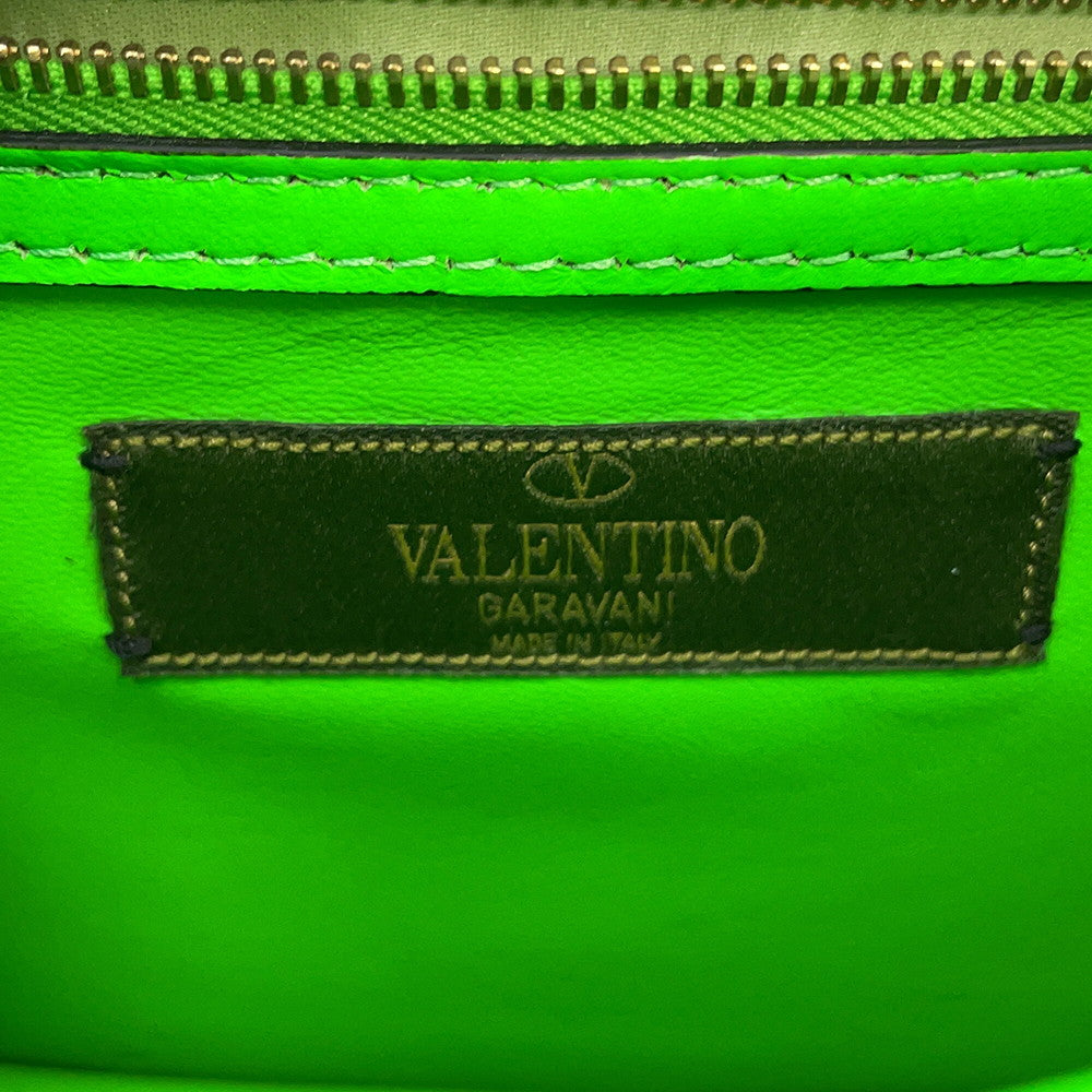 Valentino Garavani Glam Rock Camouflage Chainshoulder Bag Neon Green/Khaki Canvas Leather