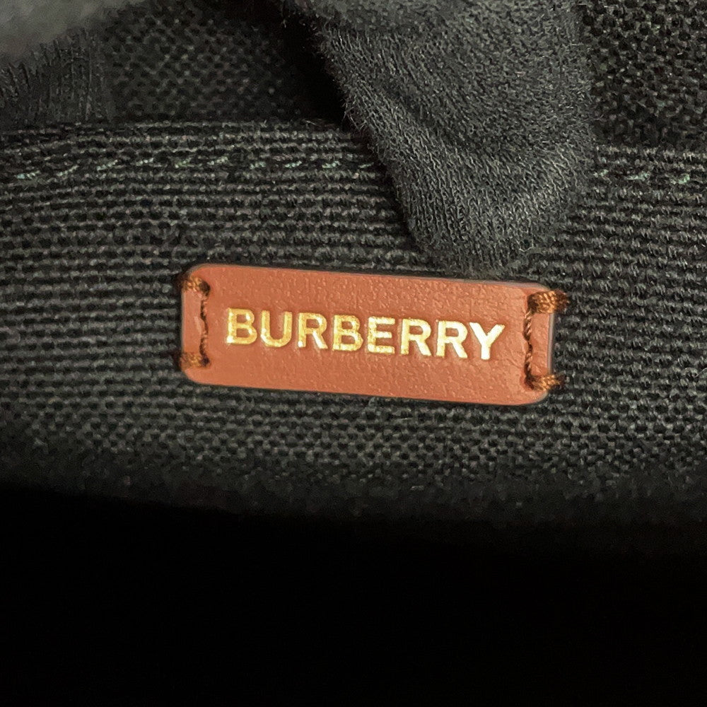 BURBERRY Logo Tote Bag Black/Brown8093453 Canvas Leather