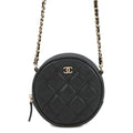 CHANEL Matelasse Round ChainShoulder Bag BlackA70657 Soft Caviar Leather
