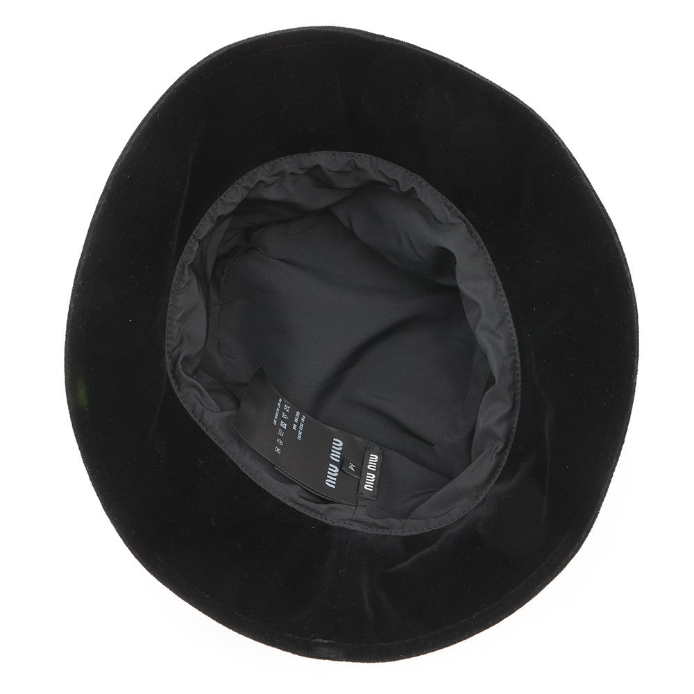 MIUMIU logo bucket hat Size M Black5HC196 Velvet
