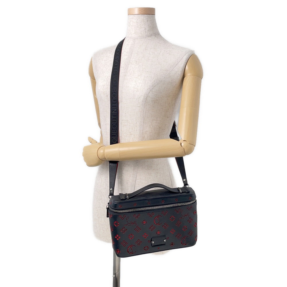 Christian Louboutin Punching Logo 2-Way Shoulder Bag Black/Red Leather
